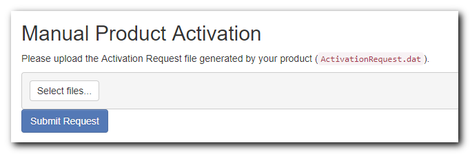 Upload files to activate license manually 