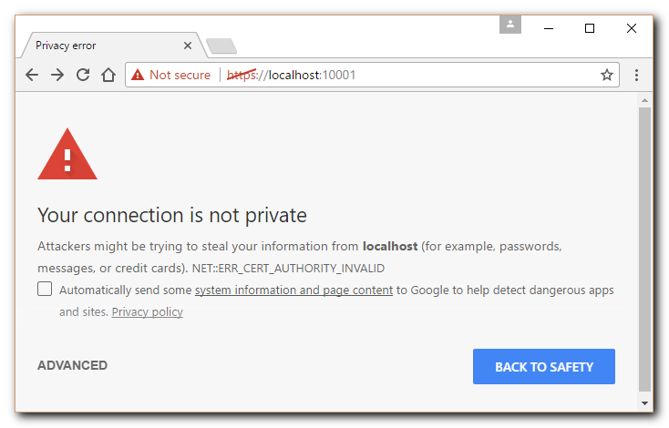 Chrome Certificate Error