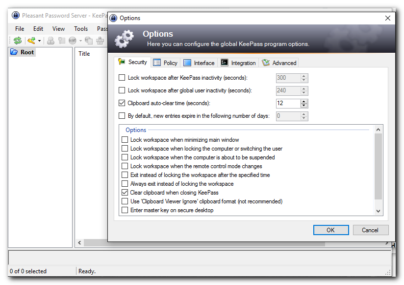 Keepass options