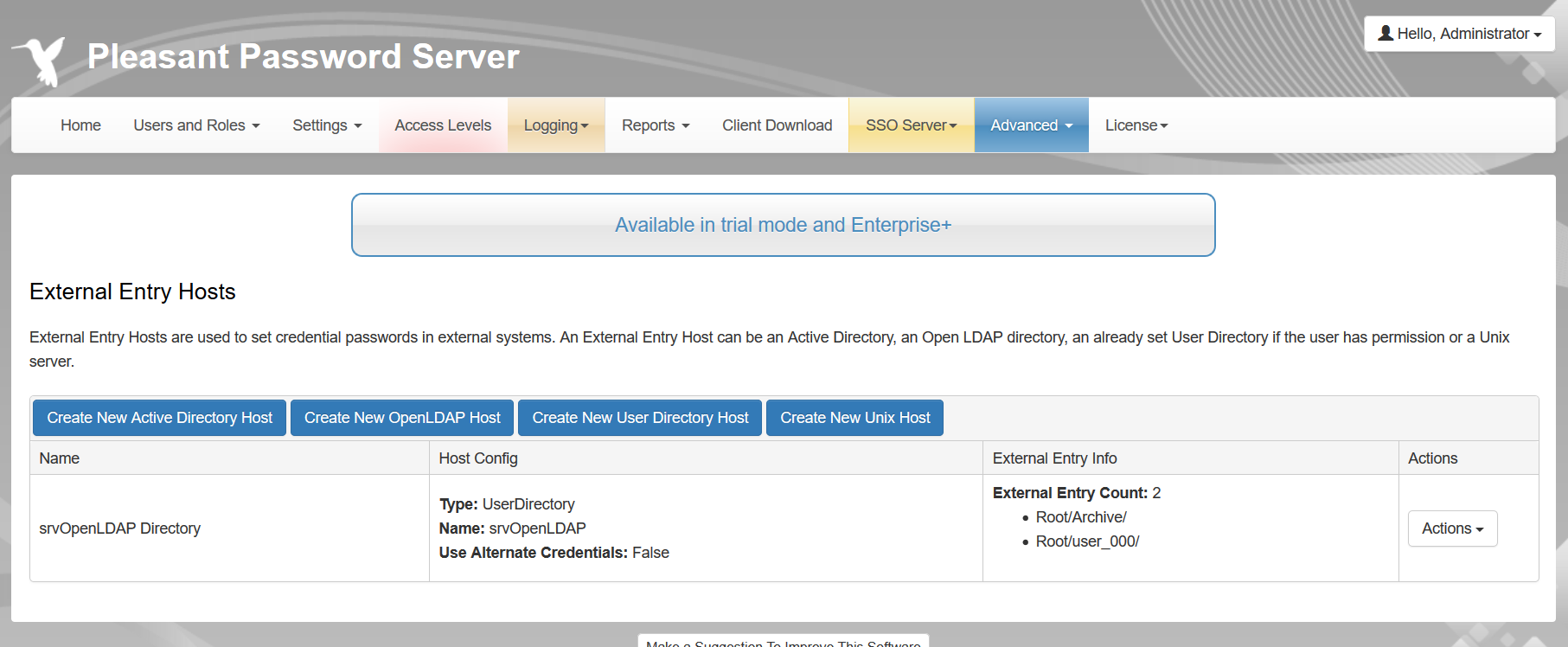 External Entry Hosts