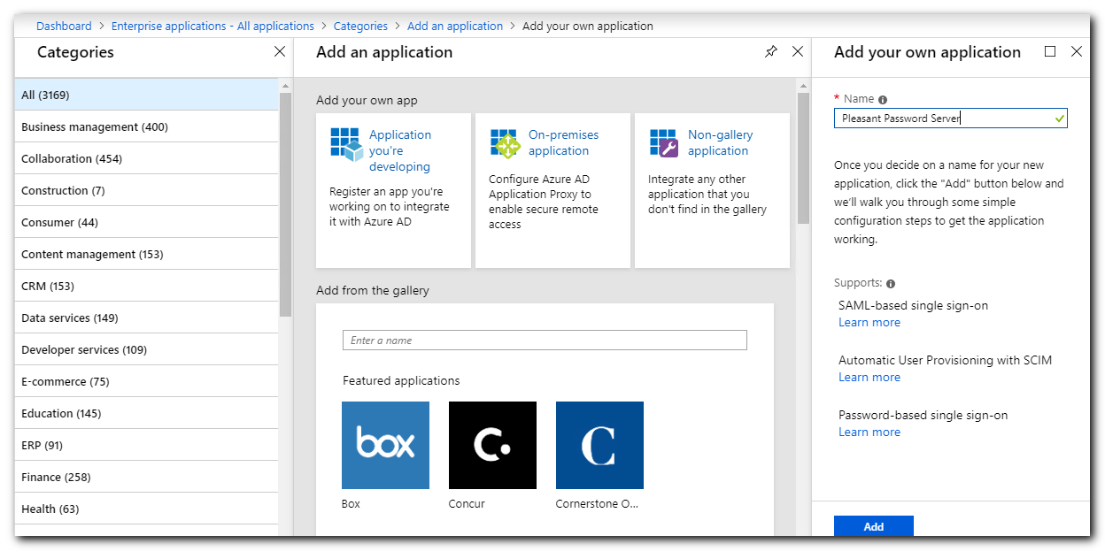 add an app in azure ad