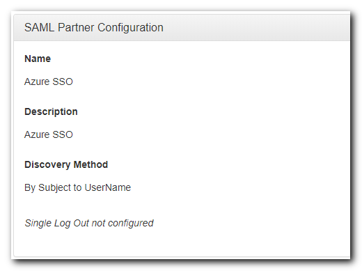 Azure saml Partner Config