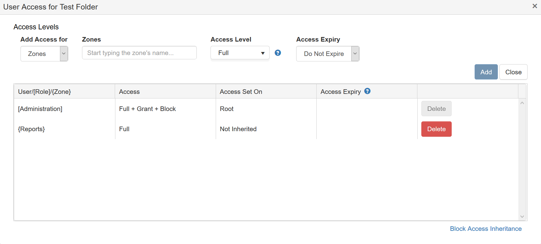 Assign Zone Access