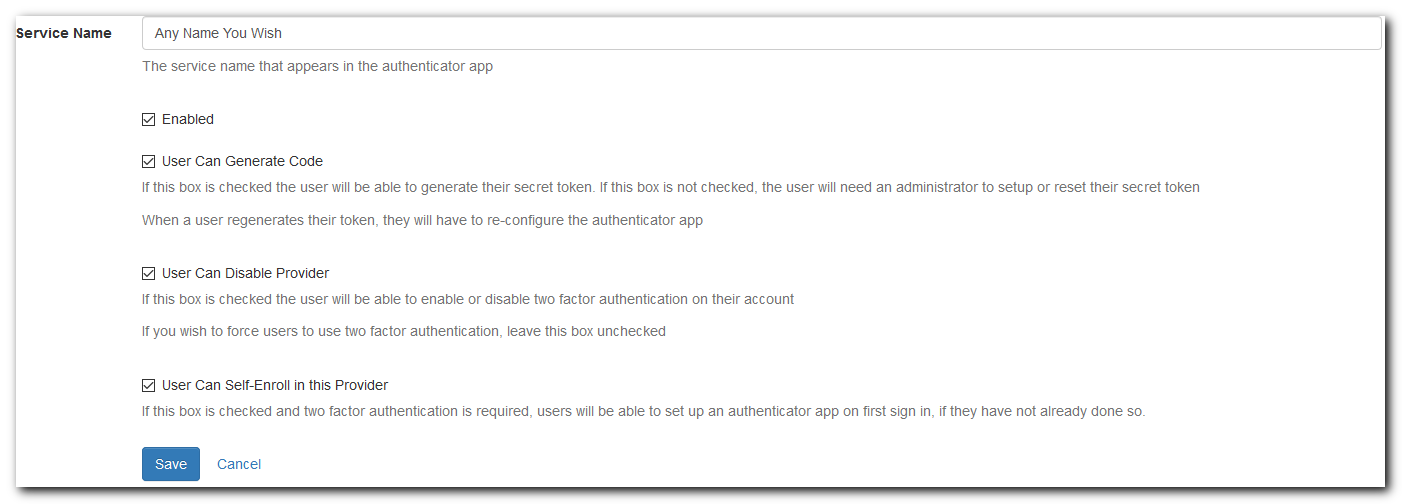 Google Authentication provider configuration