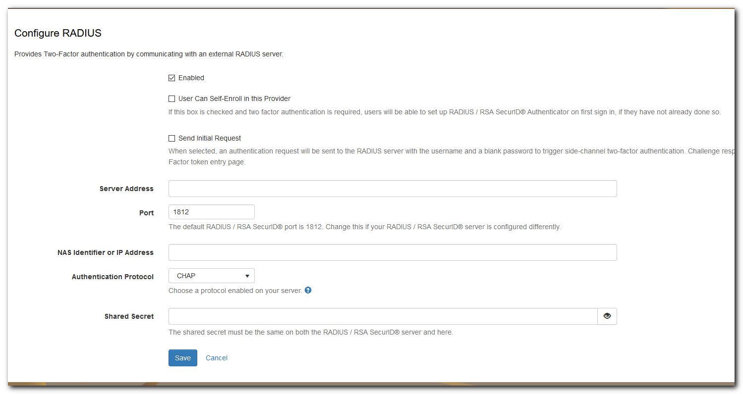 radius configuration