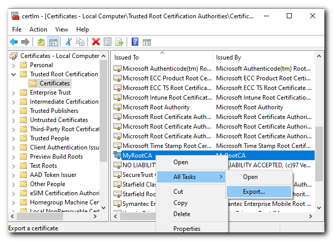 export root CA