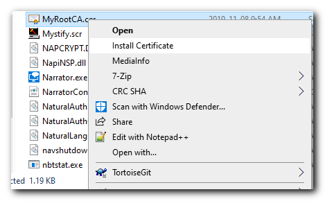 install certificate