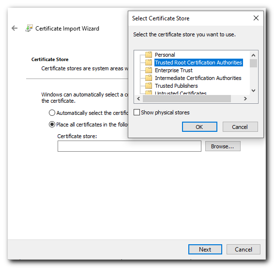 import trusted root CA