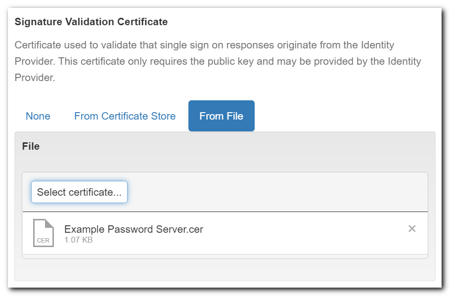 SAML SSO Partner Certificate