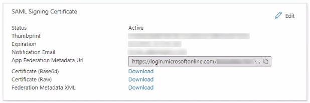 Azure AD SAML Signing Certificate